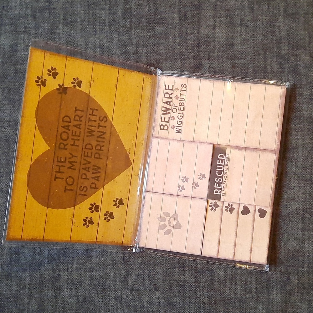 Love Paw Print Rescued Favorite Breed Sticky Post-It Like Note Pad Paper NWT